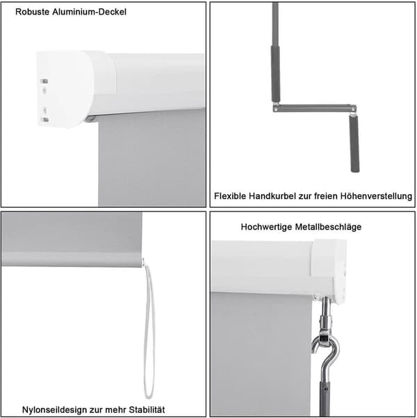 Rootz Lodret Markise - Udendørsskærm - Privacy Screen - Holdbar polyester, UV-beskyttelse, Nem justering af håndsving - 100x140cm, 100x240cm, 140x140c