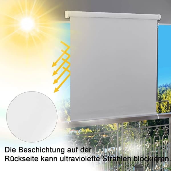 Rootz Lodret Markise - Udendørsskærm - Privacy Screen - Holdbar polyester, UV-beskyttelse, Nem justering af håndsving - 100x140cm, 100x240cm, 140x140c