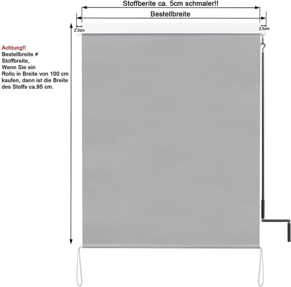 Rootz Lodret Markise - Udendørsskærm - Privacy Screen - Holdbar polyester, UV-beskyttelse, Nem justering af håndsving - 100x140cm, 100x240cm, 140x140c