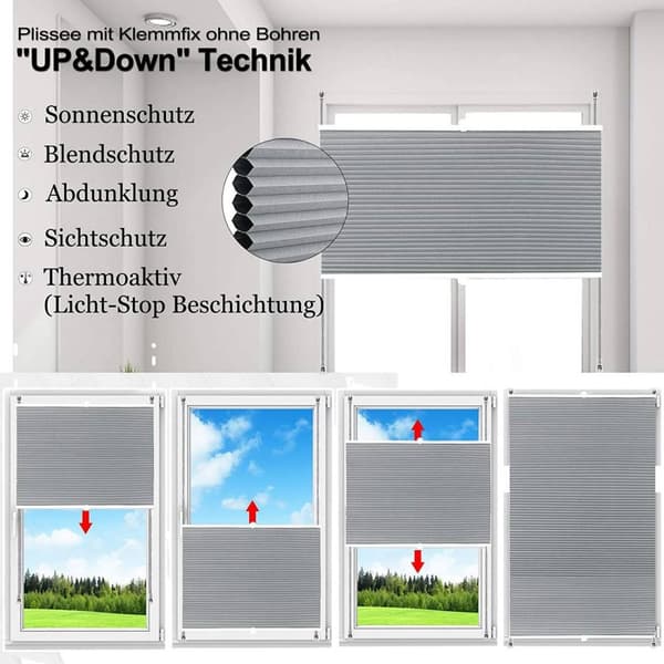 Rootz Dobbelt plisserede Honeycomb Persienner - Privatpersienner - Lysblokerende skærme - Energieffektiv - Børnesikker - Let at rengøre - 45-120 cm x