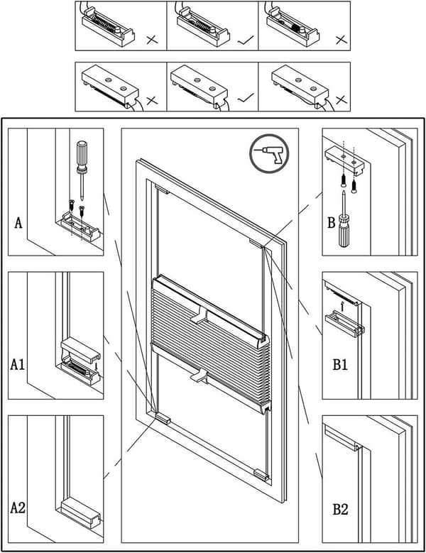 Rootz Dobbelt plisserede Honeycomb Persienner - Privatpersienner - Lysblokerende skærme - Energieffektiv - Børnesikker - Let at rengøre - 45-120 cm x
