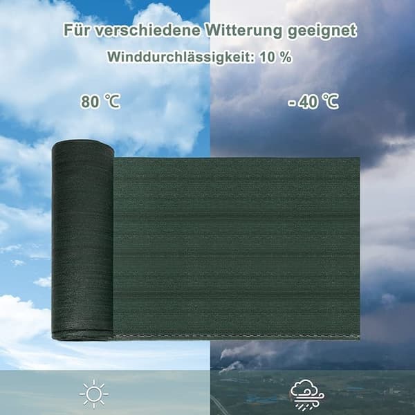 Rootz HDPE Knit Privacy Fence Screen - Skyddsskärm - Utomhusbarriär - Hållbar och rivtålig - UV- och kylskydd - Vind- och dammskydd - Flera storlekar