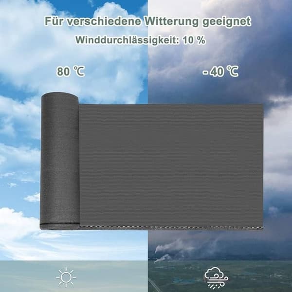 Rootz HDPE Knit Privacy Fence Screen - Skyggeskærm - Udendørs barriere - UV-beskyttelse - Rivebestandig - Vind- og støvblok - Flere størrelser (1m-2m