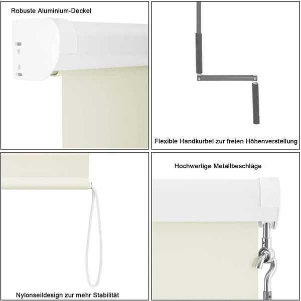 Rootz Vertikal Markis - Utomhusskydd - Uteplatsöverdrag - Slitstark polyester, UV-skydd, Vattenavvisande - Enkel handvev - 100cm x 140cm