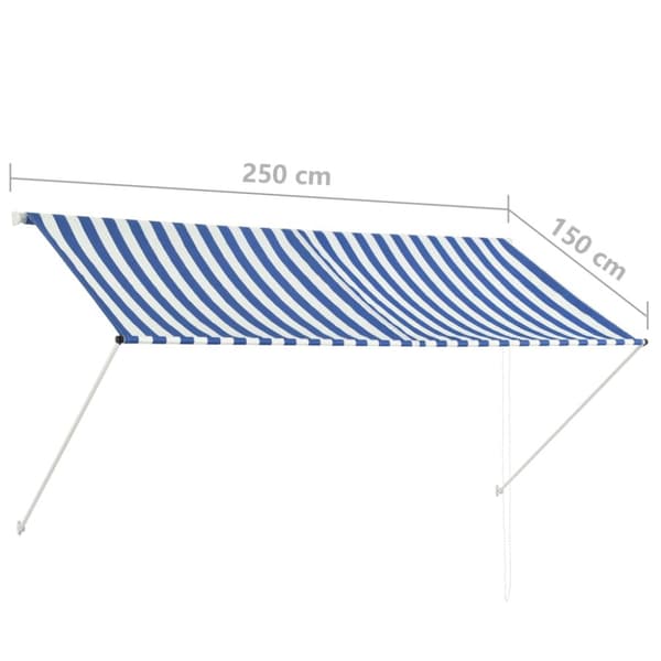 vidaXL foldemarkise 250x150 cm blå og hvid - Markiser