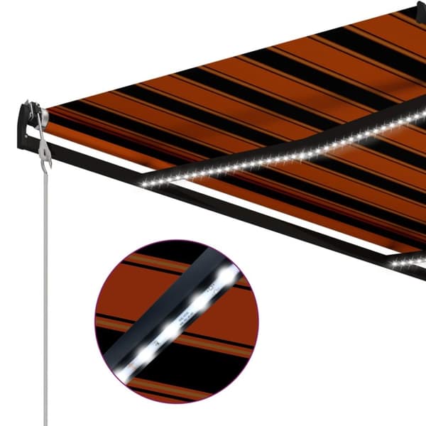 vidaXL Sisäänkelattava markiisi tuulisensori/LED 350x250 cm orans/rusk - Markiisit
