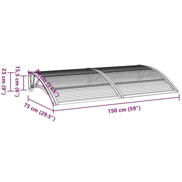 vidaXL Entrétak svart 150x75 cm polykarbonat - Markiser
