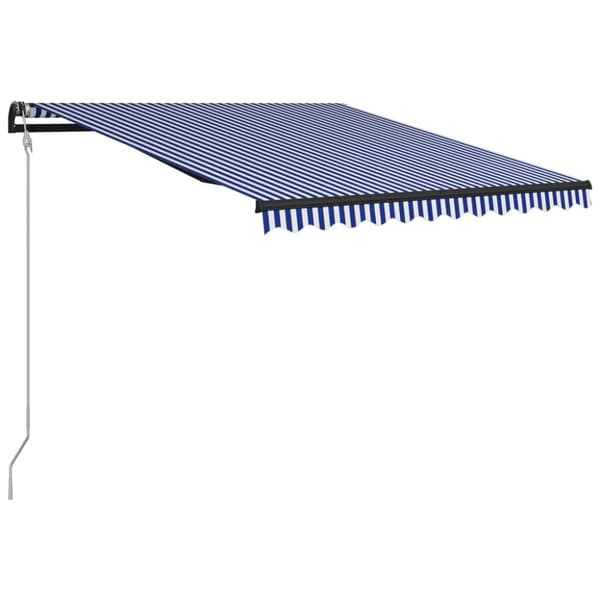 vidaXL Markis automatiskt infällbar 350x250 cm blå och vit - Markiser