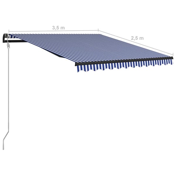 vidaXL Markis automatiskt infällbar 350x250 cm blå och vit - Markiser
