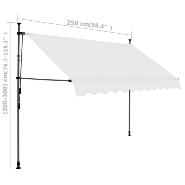 vidaXL Markis manuellt infällbar med LED 250 cm gräddvit - Markiser