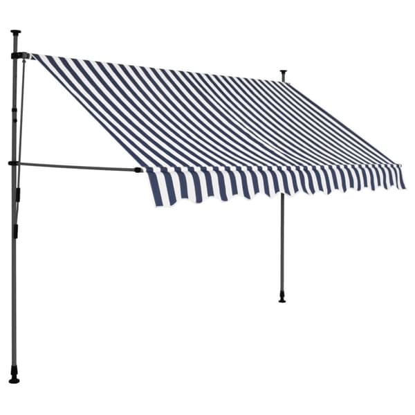 vidaXL Markis manuellt infällbar med LED 300 cm blå och vit - Markiser