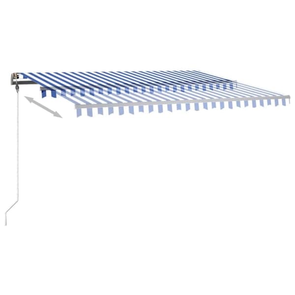 vidaXL Markis manuellt infällbar med LED 400x350 cm blå och vit - Markiser