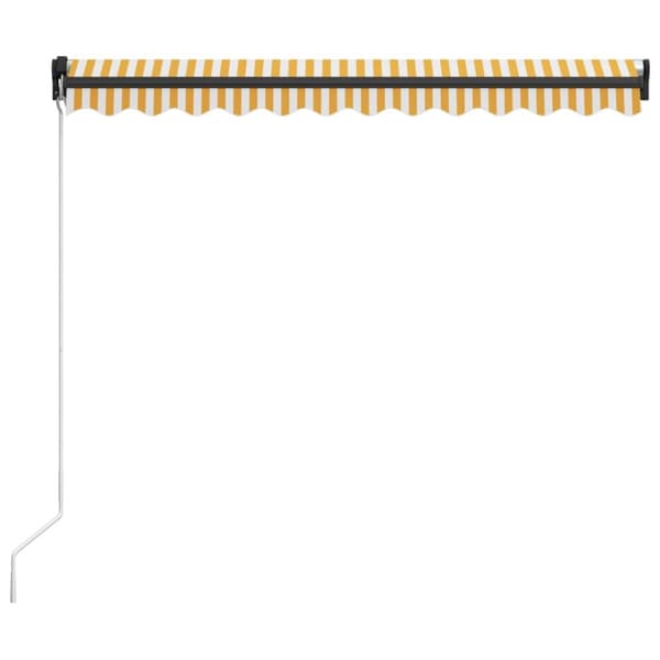 vidaXL Markis manuellt infällbar med LED 300x250 cm gul och vit - Markiser
