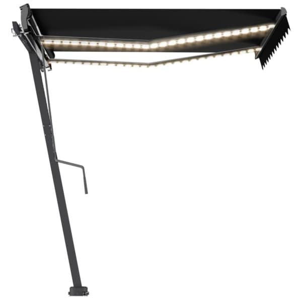 vidaXL Käsin sisäänkelattava markiisi LEDillä 300x250 cm antrasiitti - Markiisit