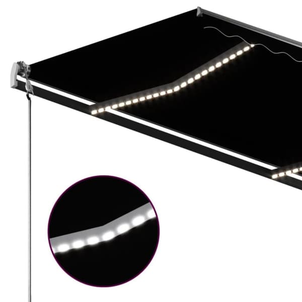 vidaXL Käsin sisäänkelattava markiisi LEDillä 300x250 cm antrasiitti - Markiisit
