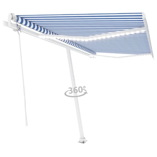 vidaXL Automatisk markis med vindsensor & LED 400x300 cm blå och vit - Markiser
