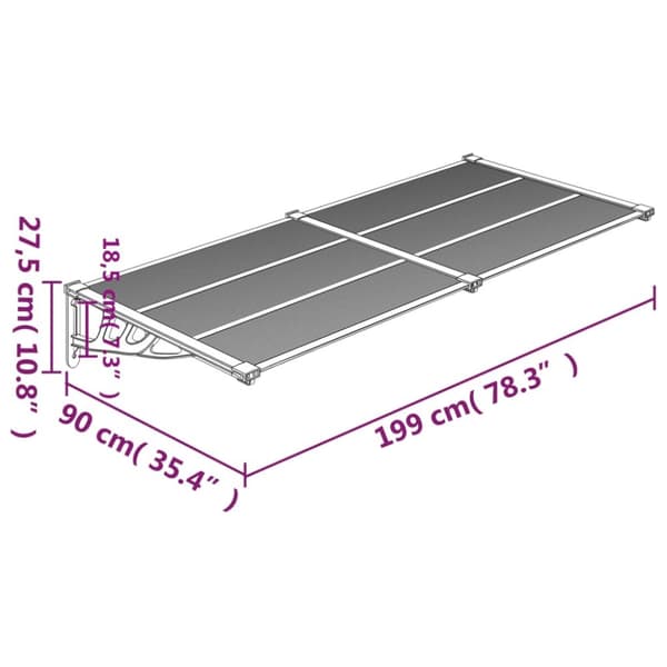vidaXL Ovikatos musta 199x90 cm polykarbonaatti -  Markiisit