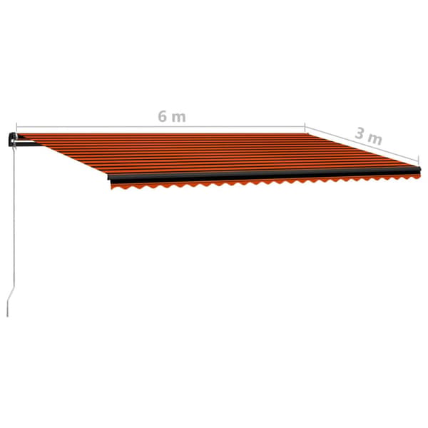 vidaXL Markis manuellt infällbar 600x300 cm orange och brun - Markiser