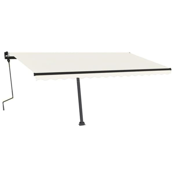 vidaXL markise m. LED-lys 450x350 cm manuel betjening cremefarvet - Markiser