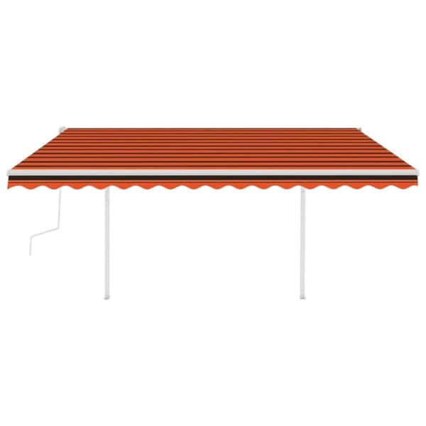 vidaXL Markis med LED manuellt infällbar 4x3 m orange och brun -  Markiser