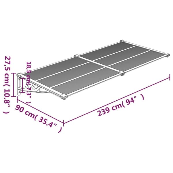 vidaXL Ovikatos musta 239x90 cm polykarbonaatti -  Markiisit