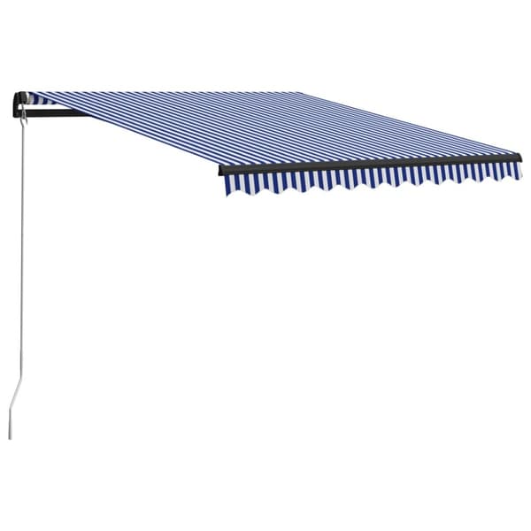 vidaXL Markis manuellt infällbar 300x250 cm blå och vit - Markiser