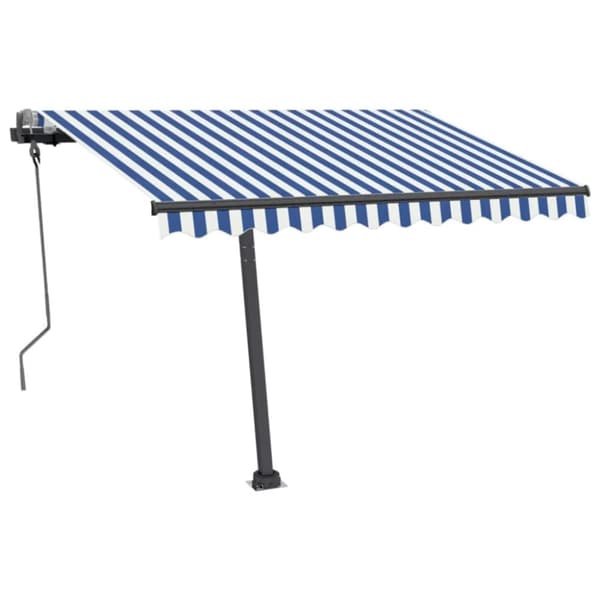 vidaXL Fristående markis manuell 300x250 cm blå/vit - Markiser