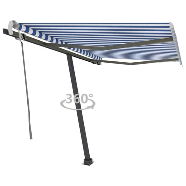 vidaXL Fristående markis manuell 300x250 cm blå/vit -  Markiser