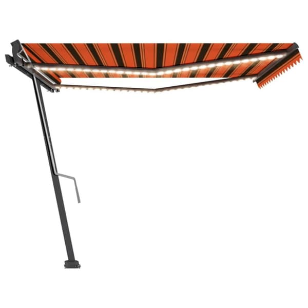 vidaXL Markis manuellt infällbar med LED 400x300 cm orange och brun - Markiser