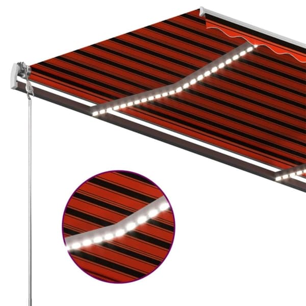 vidaXL Markis manuellt infällbar med LED 400x300 cm orange och brun - Markiser