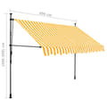 Miniatyrbild 9 av 9: vidaXL Markis manuellt infällbar med LED 300 cm vit och orange -  Markiser