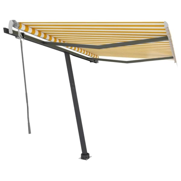vidaXL Vapaasti seisova sisäänkelattava markiisi 350x250cm kelt./valk. - Markiisit
