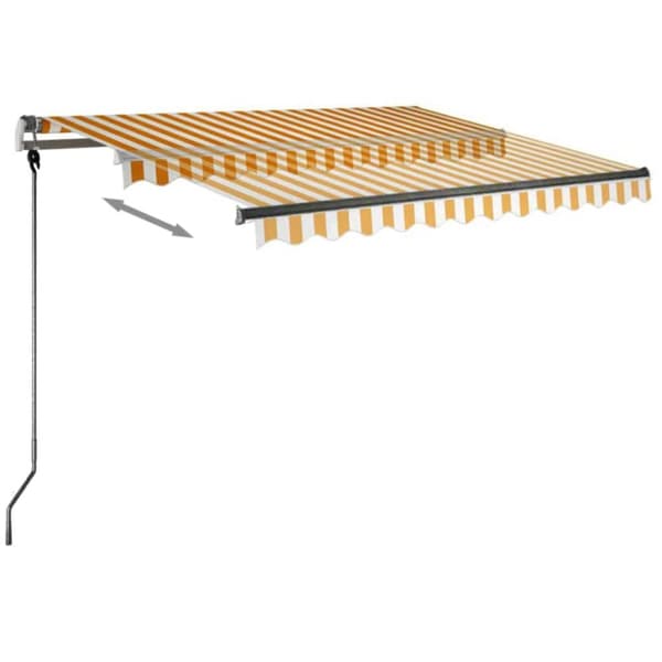 vidaXL Vapaasti seisova sisäänkelattava markiisi 350x250cm kelt./valk. - Markiisit