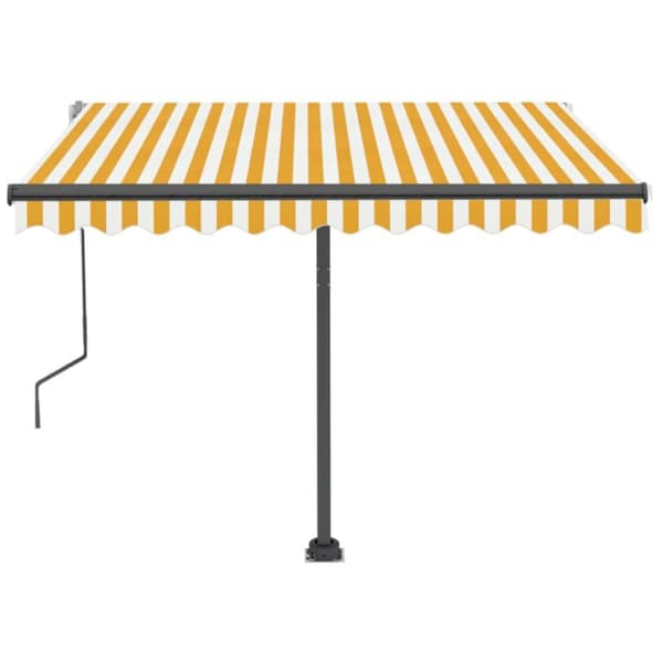 vidaXL Vapaasti seisova sisäänkelattava markiisi 350x250cm kelt./valk. - Markiisit