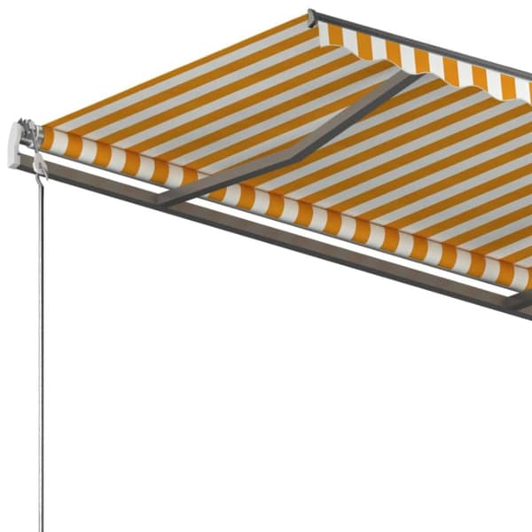vidaXL Vapaasti seisova sisäänkelattava markiisi 350x250cm kelt./valk. - Markiisit