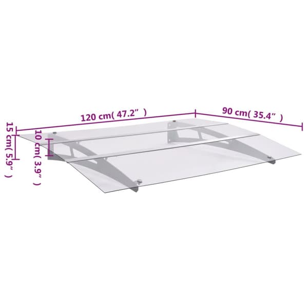 vidaXL Ovikatos hopea ja läpinäkyvä 120x90 cm polykarbonaatti -  Markiisit