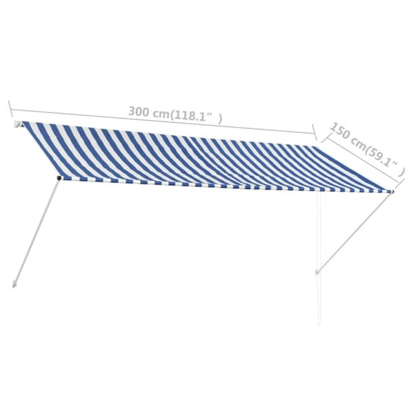 vidaXL foldemarkise 300x150 cm blå og hvid -  Markiser