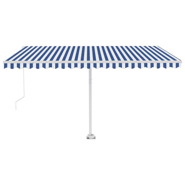 vidaXL Markis manuellt infällbar fristående 400x350 cm blå och vit - Markiser