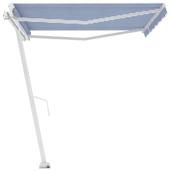 vidaXL Markis manuellt infällbar fristående 400x350 cm blå och vit - Markiser