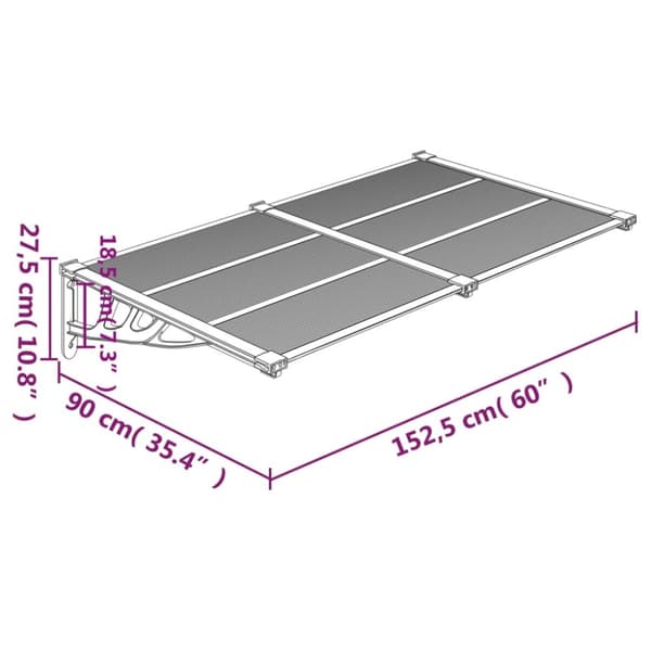 vidaXL Ovikatos musta 152,5x90 cm polykarbonaatti - Markiisit
