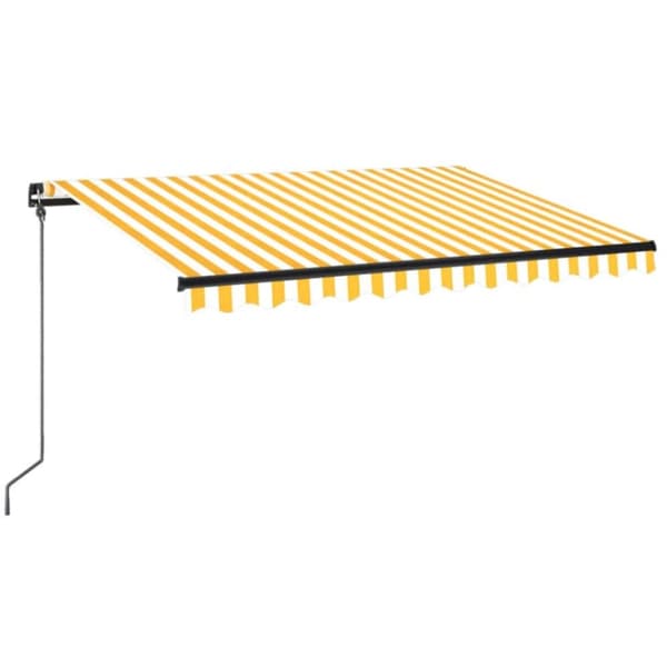 vidaXL markise m. LED-lys 350x250 cm manuel betjening gul og hvid - Markiser
