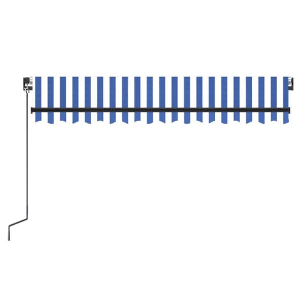vidaXL Sisäänkelattava markiisi LEDillä 350x250cm sininen ja valkoinen -  Markiisit