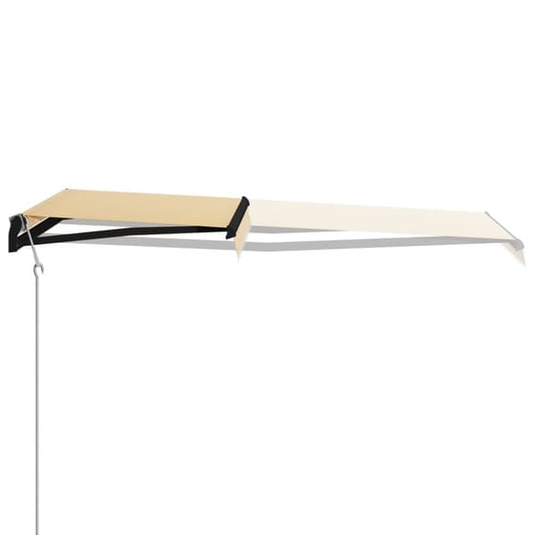 vidaXL manuel foldemarkise m. vindsensor & LED 300x250 cm gul og hvid -  Markiser