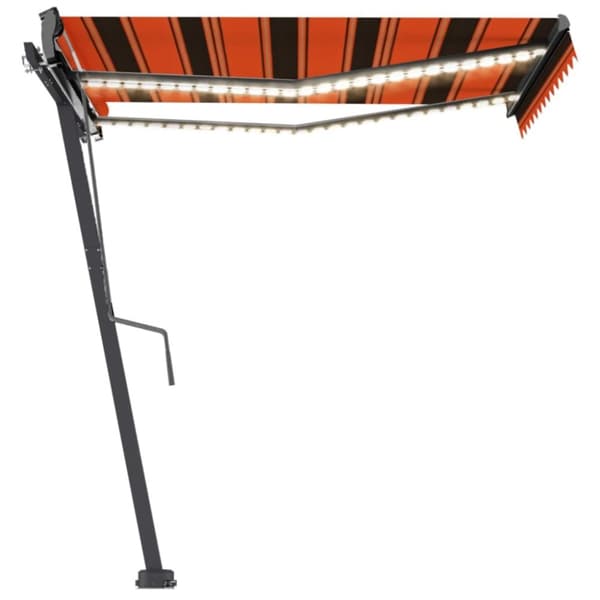 vidaXL Markis manuellt infällbar med LED 300x250 cm orange och brun -  Markiser