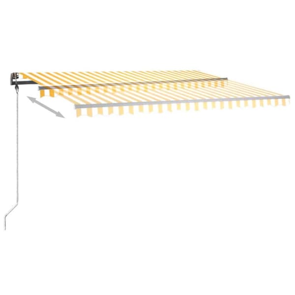 vidaXL Markis med LED manuellt infällbar 450x350 cm gul och vit - Markiser