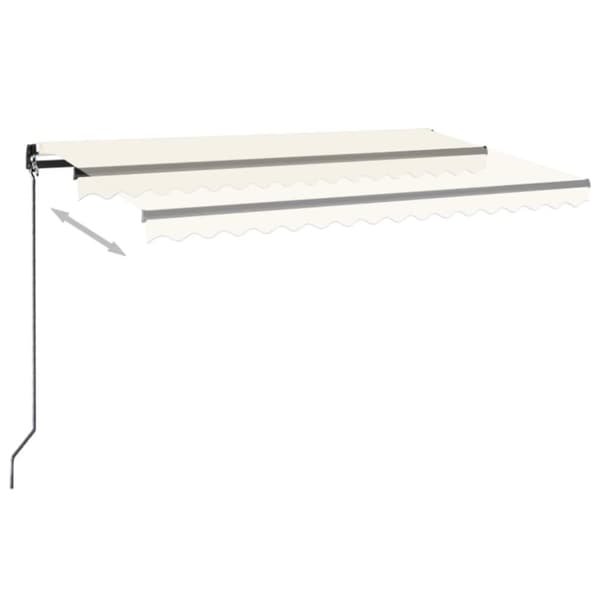 vidaXL Markis manuellt infällbar med LED 450x350 cm gräddvit - Markiser