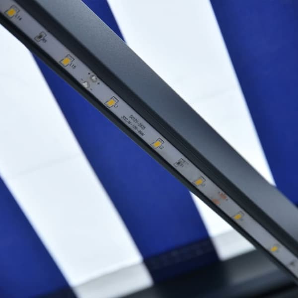 vidaXL Markiisi tuulisensorilla ja LED 300x250cm sininen ja valkoinen - Markiisit