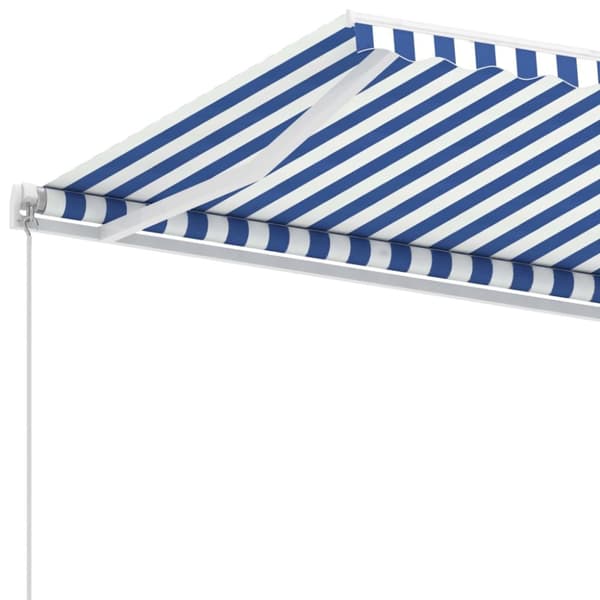 vidaXL fritstående markise 450x300 cm manuel betjening blå og hvid - Markiser