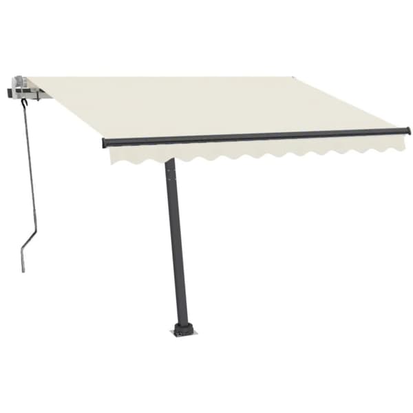 vidaXL Vapaasti seisova sisäänkelattava markiisi 350x250 cm kerma - Markiisit
