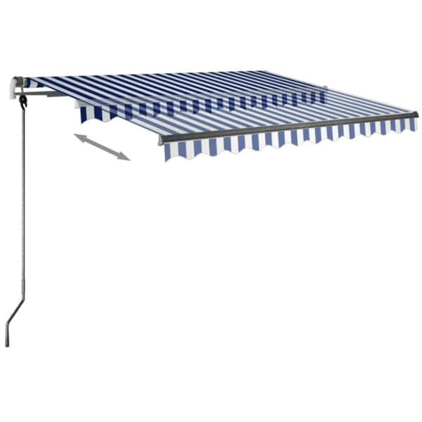 vidaXL markise m. LED-lys 300x250 cm manuel betjening blå og hvid - Markiser
